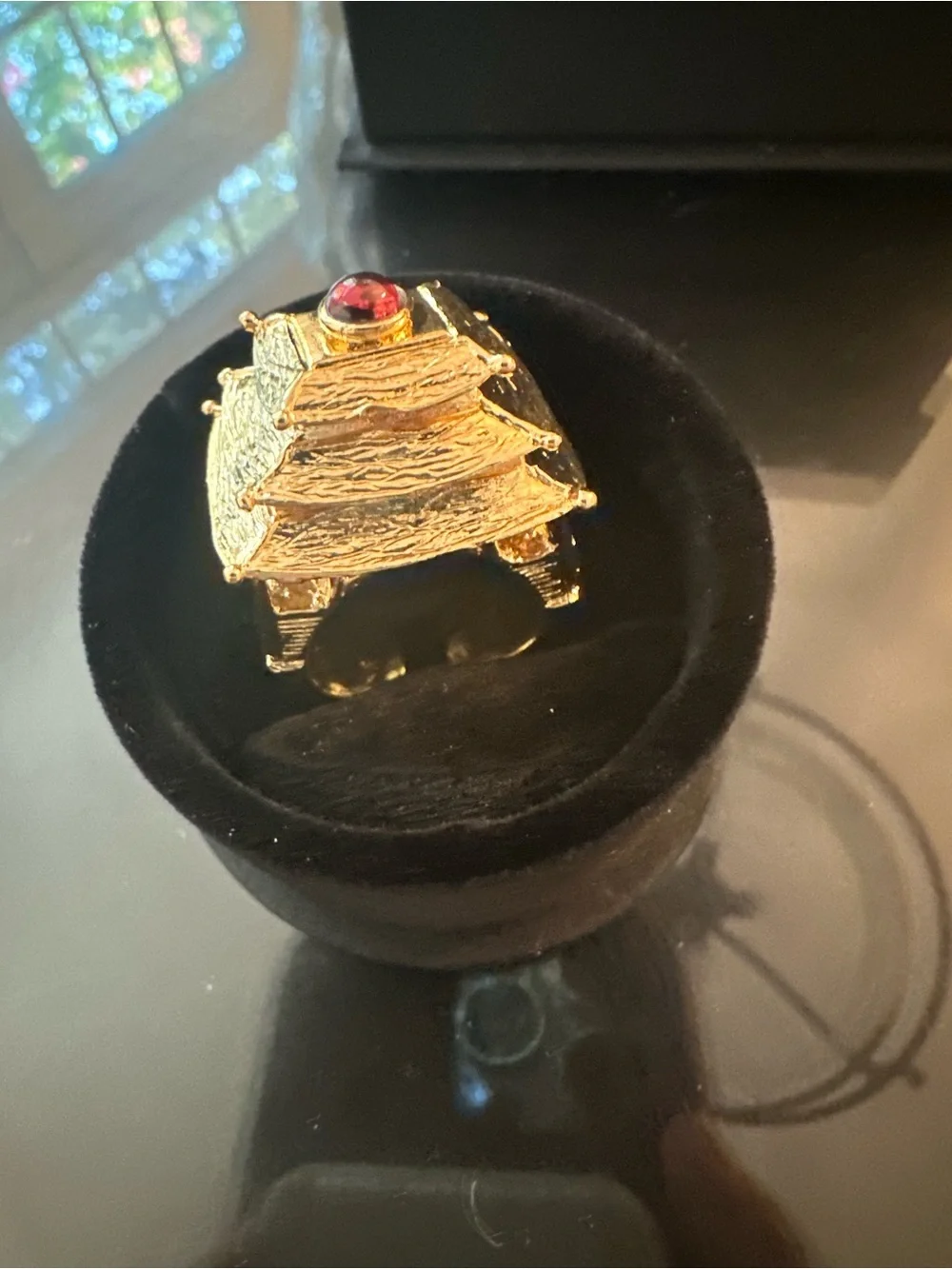 Co.Ro. Pagoda Ring Gold Plated Garnet Emily In Paris Sylvie Grateau⁠